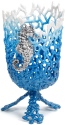 Kubla Crafts Bejeweled Enamel 3015BL Coral Seahorse Vase Blue