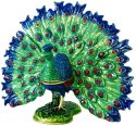 Kubla Crafts Bejeweled Enamel 3026B Peacock Fan Box