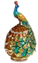Kubla Crafts Bejeweled Enamel 3027 Peacock on Egg Hinged Box