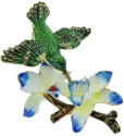 Kubla Crafts Bejeweled Enamel 3040 Hummingbird and Ladybug Hinged Box