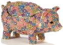 Kubla Crafts Bejeweled Enamel 3050 Floral Pig Hinged Box