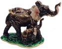 Kubla Crafts Bejeweled Enamel 3076 Elephant and Baby Box