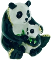 Kubla Crafts Bejeweled Enamel 3077 Panda Bear and Baby Hinged Box