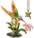 Kubla Crafts Bejeweled Enamel 3103HNN Hummingbird Box & Necklace