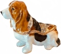 Kubla Crafts Bejeweled Enamel 3125 Basset Hound Mini Box