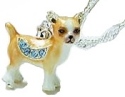 Kubla Crafts Bejeweled Enamel KUB 3126N Chihuahua Necklace