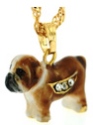 Kubla Crafts Bejeweled Enamel KUB 3129N Bulldog Necklace