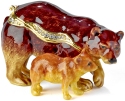 Kubla Crafts Bejeweled Enamel 3156 Brown Bear and Cub Hinged Box