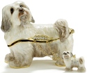 Kubla Crafts Bejeweled Enamel 3212- Havanese Dog Box