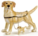 Kubla Crafts Bejeweled Enamel 3213LN Yellow Labrador Retriever Box and Necklace