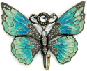 Kubla Crafts Bejeweled Enamel KUB 3217 Bejeweled Turquoise Butterfly Wall Hook
