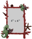 Kubla Crafts Bejeweled Enamel 3224 Coral Seahorse Enamel Frame