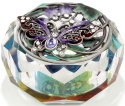 Kubla Crafts Bejeweled Enamel 3250 Enamel Top Glass Butterfly Box