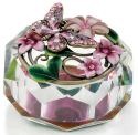 Kubla Crafts Bejeweled Enamel 3254 Enamel Top Glass Box Butterfly