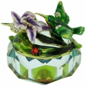 Kubla Crafts Bejeweled Enamel 3256 Hummingbird Glass Box