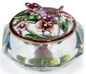 Kubla Crafts Bejeweled Enamel 3265 Enamel Glass Top Box Pink Dragonfly