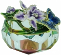 Kubla Crafts Bejeweled Enamel 3266 Glass Enamel Glass Box Blue Butterfly