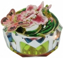 Kubla Crafts Bejeweled Enamel 3269 Jewel Enamel Glass Box Pink Butterfly