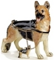 Kubla Crafts Bejeweled Enamel 3315GN German Shepherd Box with Necklace