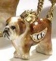 Kubla Crafts Bejeweled Enamel 3348BN Bulldog Box and Necklace