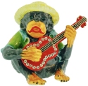 Kubla Crafts Bejeweled Enamel 3368 Monkey Playing Guitar Hinged Box