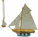 Kubla Crafts Bejeweled Enamel KUB 3371SN Sailboat Box and Necklace