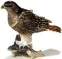 Kubla Crafts Bejeweled Enamel 3385 Red Tail Hawk Box