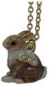 Kubla Crafts Bejeweled Enamel 3418BN Brown Rabbit Necklace
