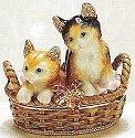 Kubla Crafts Bejeweled Enamel 3441 Kitten in Basket Box