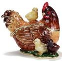 Kubla Crafts Bejeweled Enamel 3462 Hen and Chick Box