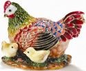 Kubla Crafts Bejeweled Enamel 3495- Hen Large with Chicks Box