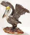 Kubla Crafts Bejeweled Enamel KUB 3582 Stretching Brown Pelican Box
