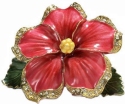 Kubla Crafts Bejeweled Enamel 3596 Red Hibiscus Hinged Box