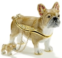 Kubla Crafts Bejeweled Enamel KUB 3730BN French Bull Dog Box with Necklace