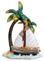 Kubla Crafts Bejeweled Enamel 3754 Palm Sailboat Box