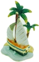 Kubla Crafts Bejeweled Enamel 3754B Palm Tree and Sailboat Box with Necklace