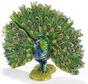 Kubla Crafts Bejeweled Enamel 3777- Peacock Fan Box
