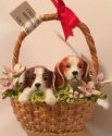 Kubla Crafts Bejeweled Enamel 3785 Puppies in Flower Basket Box