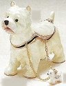 Kubla Crafts Bejeweled Enamel 3811WN Westie West Highland Terrier Box and Necklace