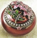 Kubla Crafts Bejeweled Enamel 3847 Round Purple Flower Box
