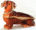 Kubla Crafts Bejeweled Enamel 3907- Brown Dachshund Box