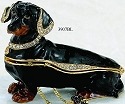 Kubla Crafts Bejeweled Enamel 3907BL Black Dachshund Box