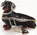 Kubla Crafts Bejeweled Enamel 3907BN Dashshund Box and Necklace