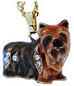Kubla Crafts Bejeweled Enamel 3935N Yorkie Yorkshire Terrier Dog Necklace