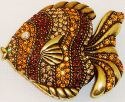 Kubla Crafts Bejeweled Enamel 3947 Golden Fish Box with Austrian Crystal