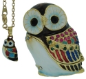 Kubla Crafts Bejeweled Enamel KUB 3958ON Owl Box with Necklace