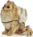 Kubla Crafts Bejeweled Enamel 3988PN Pomeranian Dog Box and Necklace