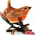 Kubla Crafts Bejeweled Enamel 3788 Bird on Branch Box