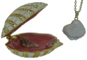Kubla Crafts Bejeweled Enamel KUB 4 3798SN Sea Shell Box with Necklace