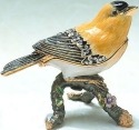 Kubla Crafts Bejeweled Enamel 4018- Gold Finch Box